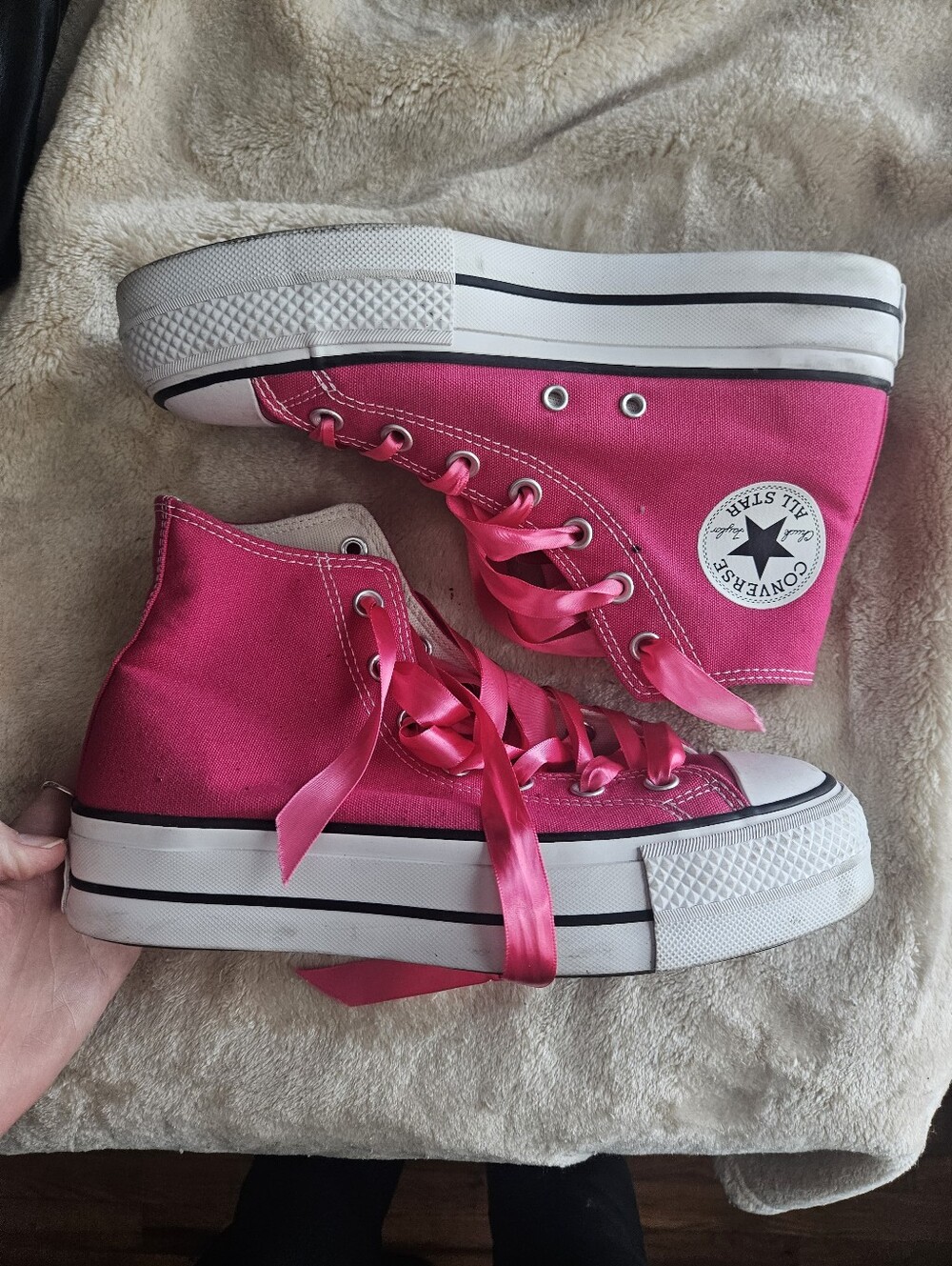 Converse Hot Pink Canvas High Tops - USW9